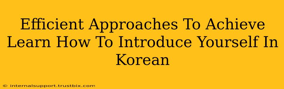 Efficient Approaches To Achieve Learn How To Introduce Yourself In Korean