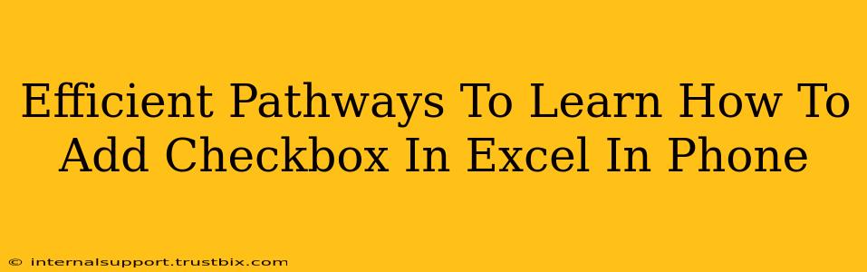 Efficient Pathways To Learn How To Add Checkbox In Excel In Phone