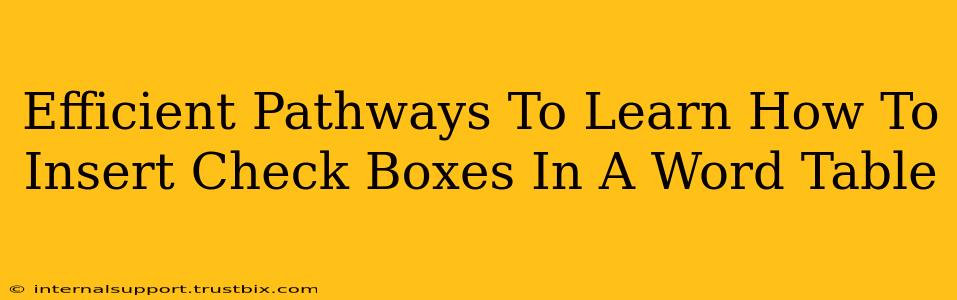 Efficient Pathways To Learn How To Insert Check Boxes In A Word Table