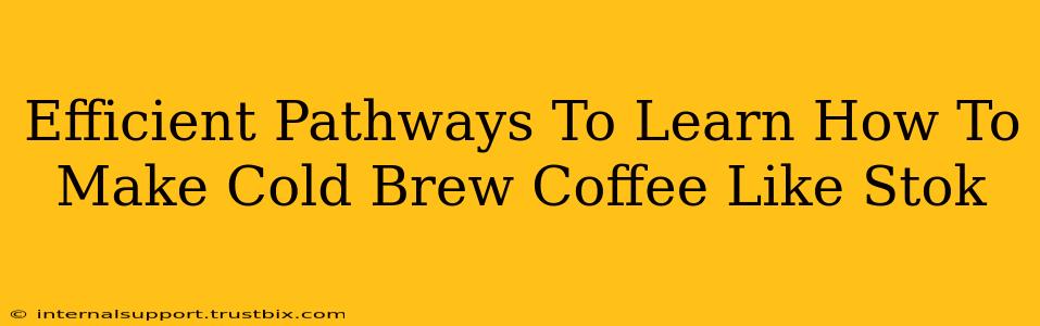 Efficient Pathways To Learn How To Make Cold Brew Coffee Like Stok