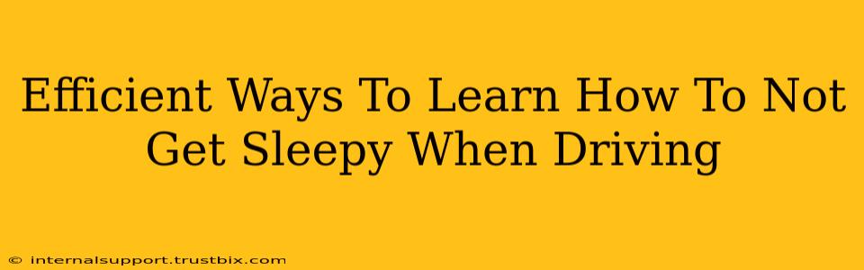 Efficient Ways To Learn How To Not Get Sleepy When Driving