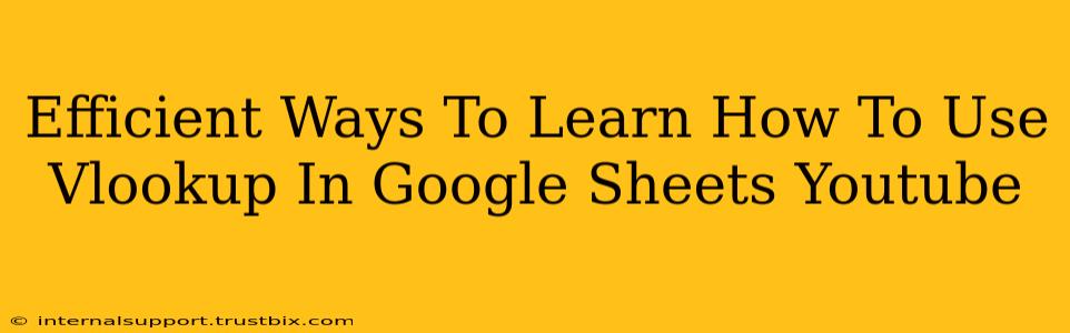 Efficient Ways To Learn How To Use Vlookup In Google Sheets Youtube