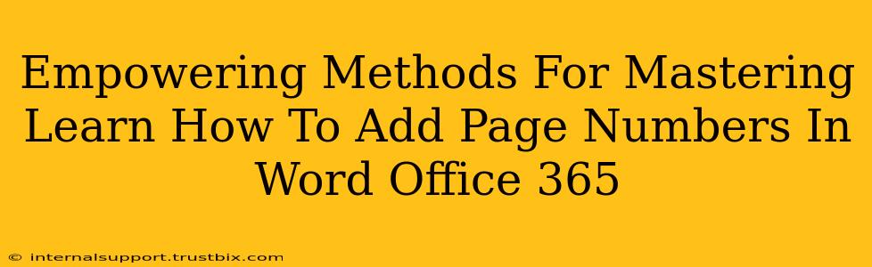 Empowering Methods For Mastering Learn How To Add Page Numbers In Word Office 365