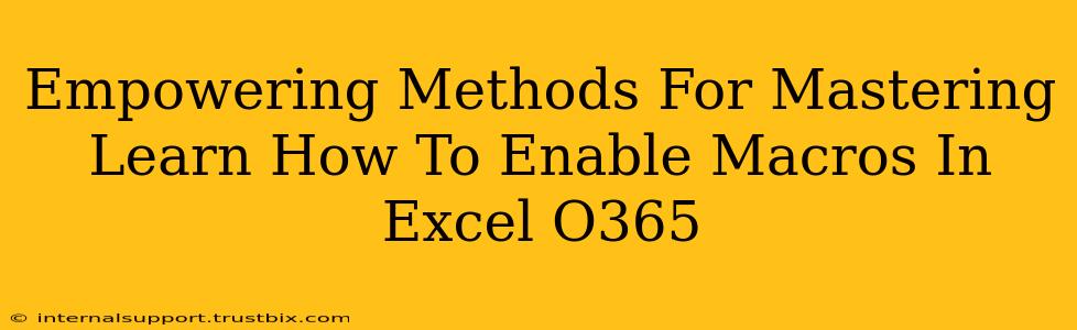 Empowering Methods For Mastering Learn How To Enable Macros In Excel O365