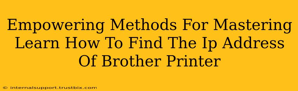 Empowering Methods For Mastering Learn How To Find The Ip Address Of Brother Printer