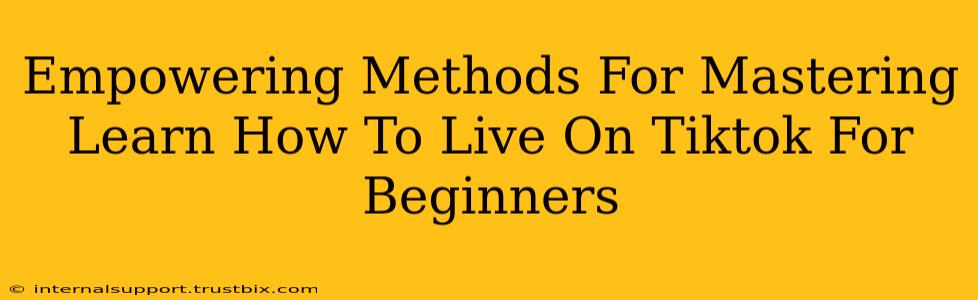 Empowering Methods For Mastering Learn How To Live On Tiktok For Beginners