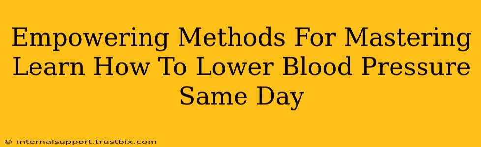 Empowering Methods For Mastering Learn How To Lower Blood Pressure Same Day