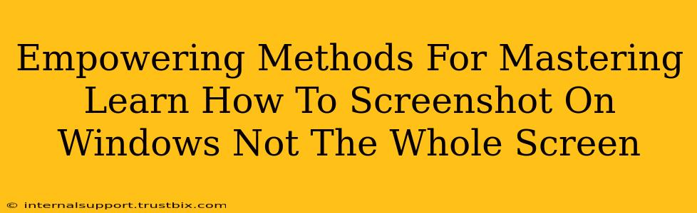 Empowering Methods For Mastering Learn How To Screenshot On Windows Not The Whole Screen