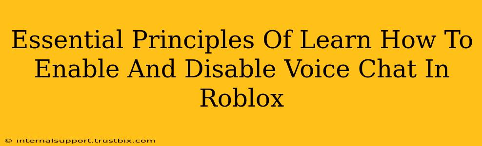 Essential Principles Of Learn How To Enable And Disable Voice Chat In Roblox