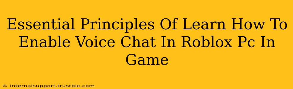 Essential Principles Of Learn How To Enable Voice Chat In Roblox Pc In Game