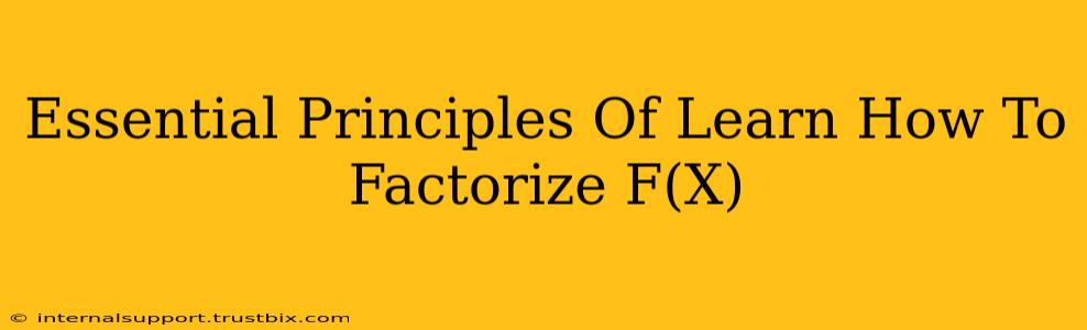 Essential Principles Of Learn How To Factorize F(X)