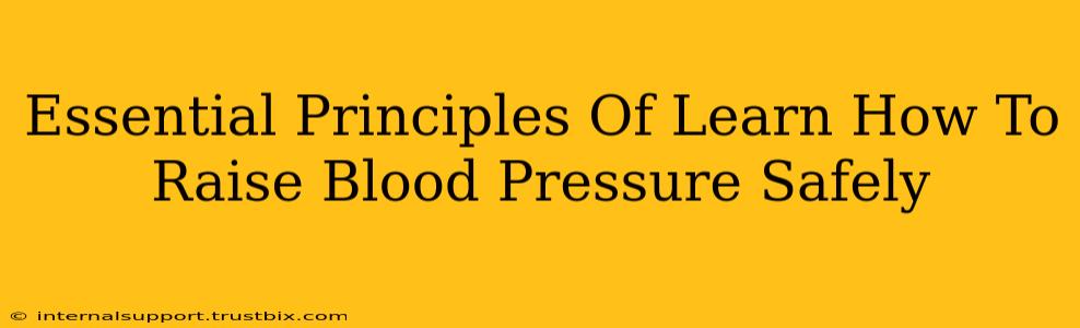 Essential Principles Of Learn How To Raise Blood Pressure Safely