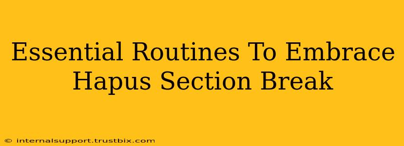 Essential Routines To Embrace Hapus Section Break