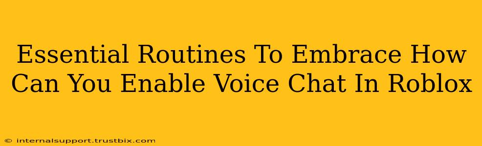 Essential Routines To Embrace How Can You Enable Voice Chat In Roblox