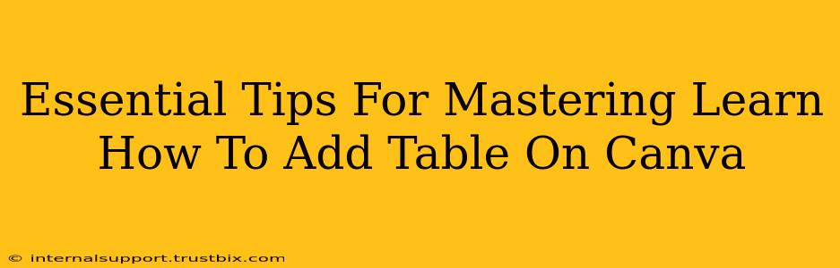 Essential Tips For Mastering Learn How To Add Table On Canva