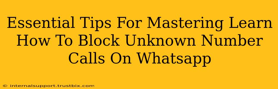 Essential Tips For Mastering Learn How To Block Unknown Number Calls On Whatsapp