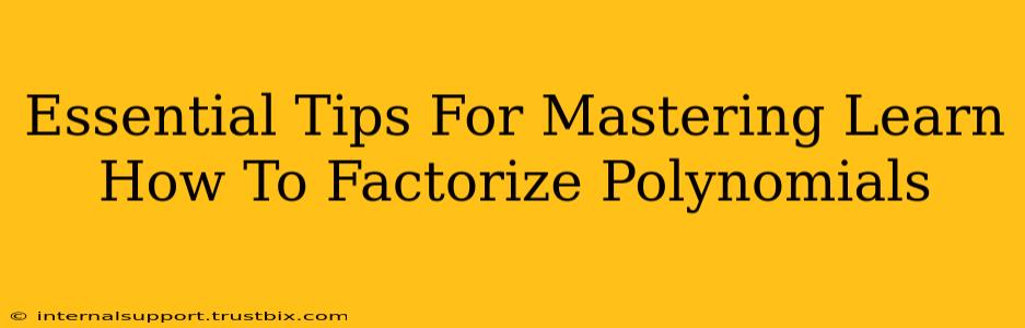 Essential Tips For Mastering Learn How To Factorize Polynomials