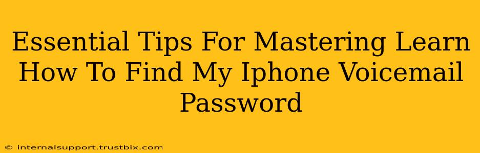 Essential Tips For Mastering Learn How To Find My Iphone Voicemail Password