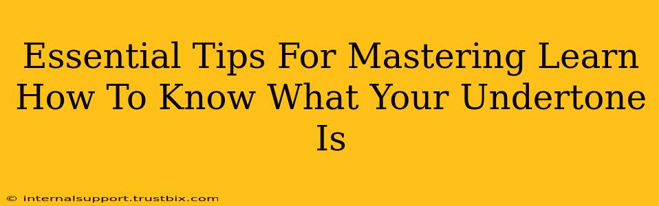 Essential Tips For Mastering Learn How To Know What Your Undertone Is