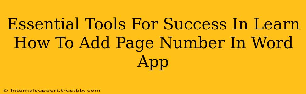 Essential Tools For Success In Learn How To Add Page Number In Word App