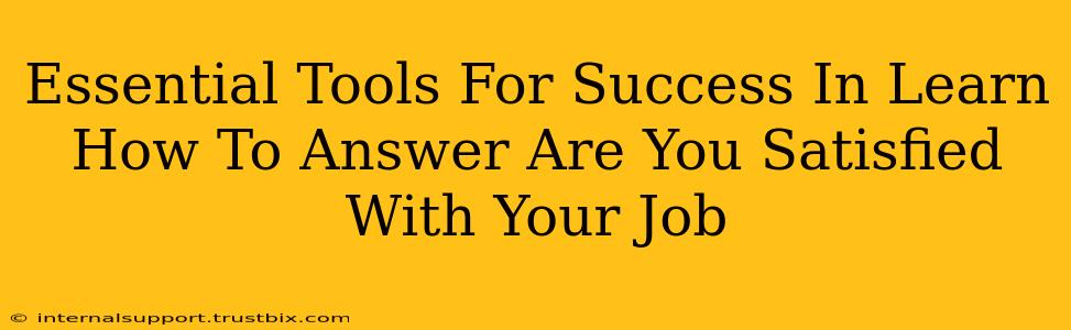 Essential Tools For Success In Learn How To Answer Are You Satisfied With Your Job