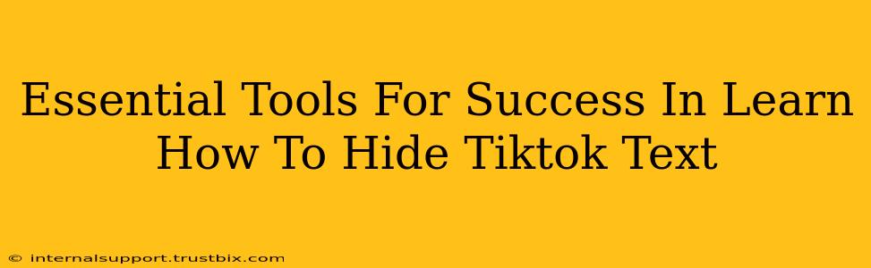 Essential Tools For Success In Learn How To Hide Tiktok Text