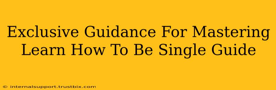 Exclusive Guidance For Mastering Learn How To Be Single Guide