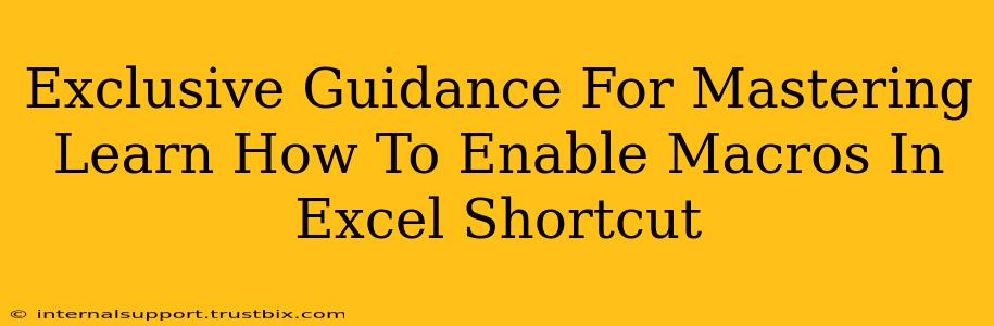 Exclusive Guidance For Mastering Learn How To Enable Macros In Excel Shortcut