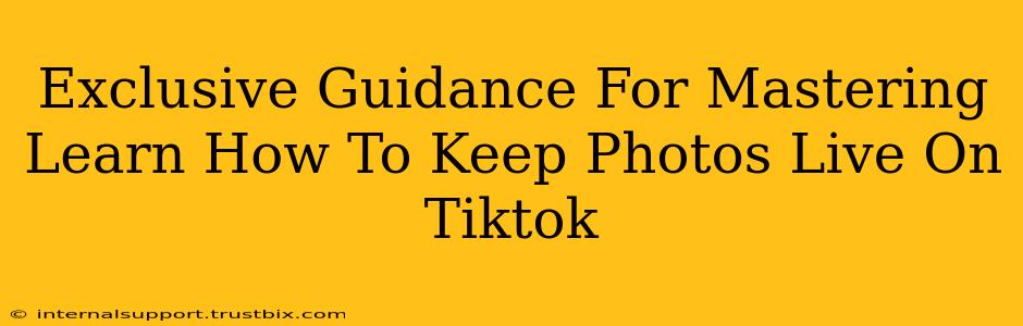 Exclusive Guidance For Mastering Learn How To Keep Photos Live On Tiktok