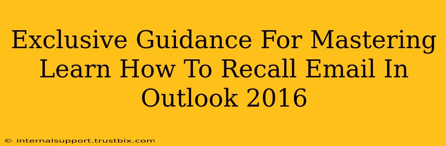 Exclusive Guidance For Mastering Learn How To Recall Email In Outlook 2016