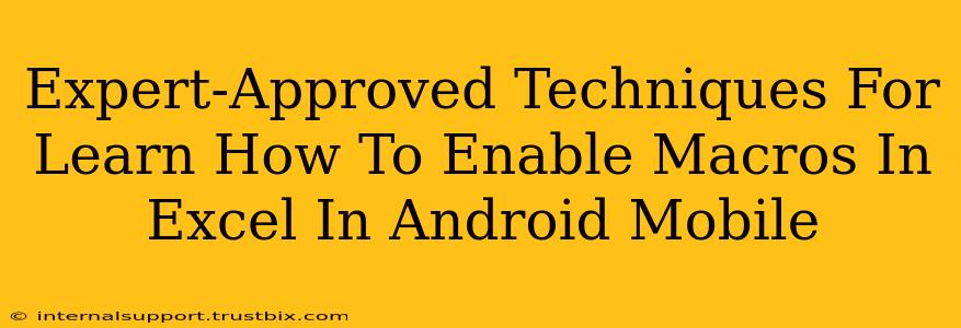 Expert-Approved Techniques For Learn How To Enable Macros In Excel In Android Mobile