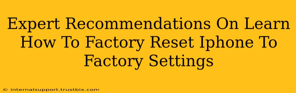 Expert Recommendations On Learn How To Factory Reset Iphone To Factory Settings