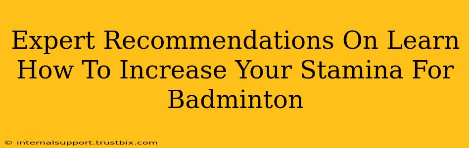 Expert Recommendations On Learn How To Increase Your Stamina For Badminton