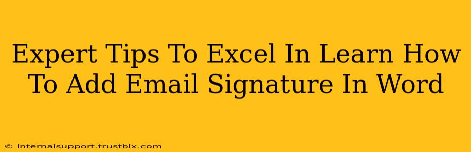 Expert Tips To Excel In Learn How To Add Email Signature In Word