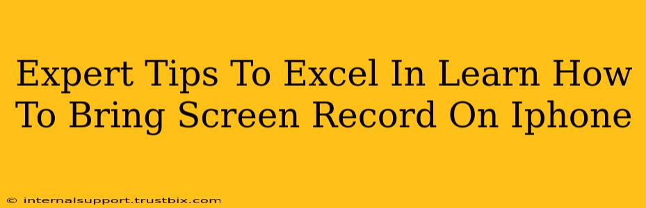 Expert Tips To Excel In Learn How To Bring Screen Record On Iphone