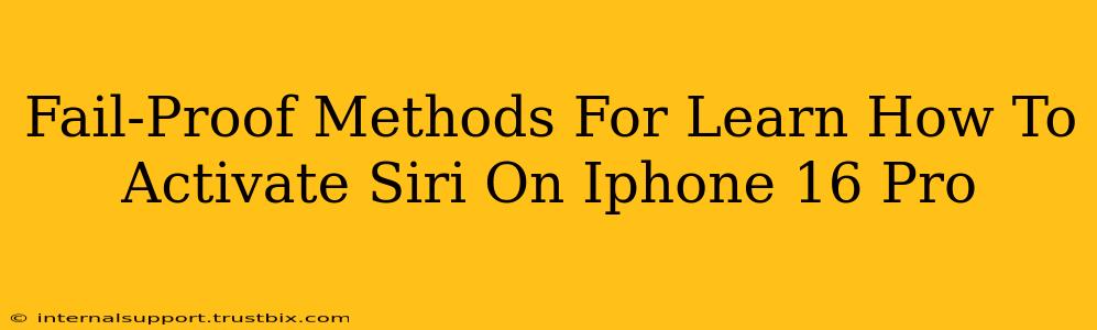 Fail-Proof Methods For Learn How To Activate Siri On Iphone 16 Pro