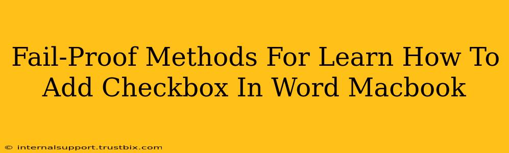 Fail-Proof Methods For Learn How To Add Checkbox In Word Macbook