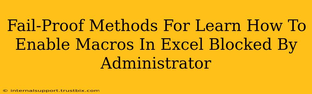 Fail-Proof Methods For Learn How To Enable Macros In Excel Blocked By Administrator