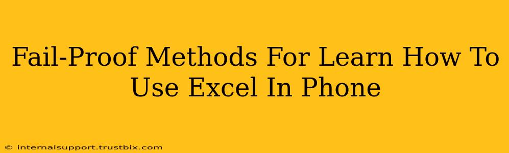 Fail-Proof Methods For Learn How To Use Excel In Phone