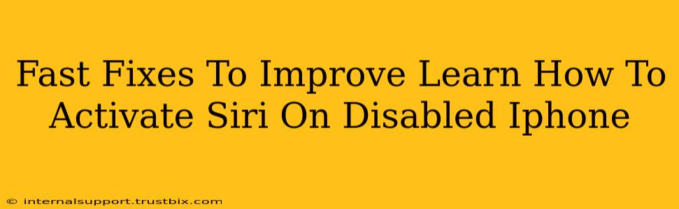 Fast Fixes To Improve Learn How To Activate Siri On Disabled Iphone