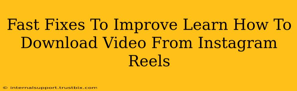 Fast Fixes To Improve Learn How To Download Video From Instagram Reels