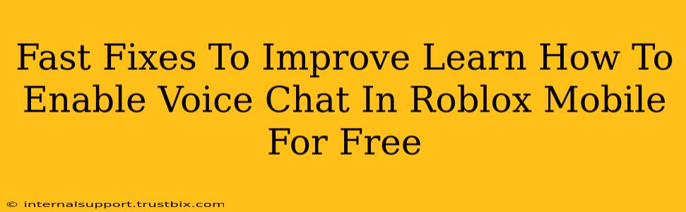 Fast Fixes To Improve Learn How To Enable Voice Chat In Roblox Mobile For Free