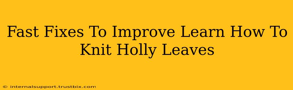 Fast Fixes To Improve Learn How To Knit Holly Leaves