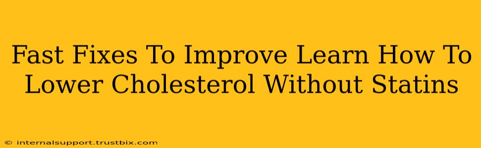 Fast Fixes To Improve Learn How To Lower Cholesterol Without Statins