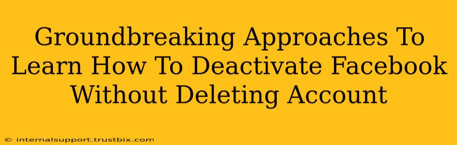 Groundbreaking Approaches To Learn How To Deactivate Facebook Without Deleting Account