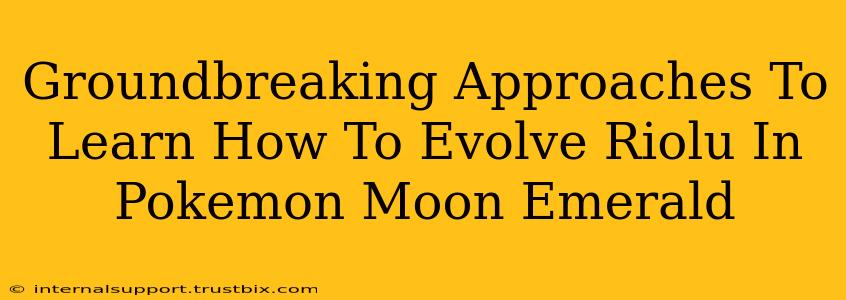 Groundbreaking Approaches To Learn How To Evolve Riolu In Pokemon Moon Emerald