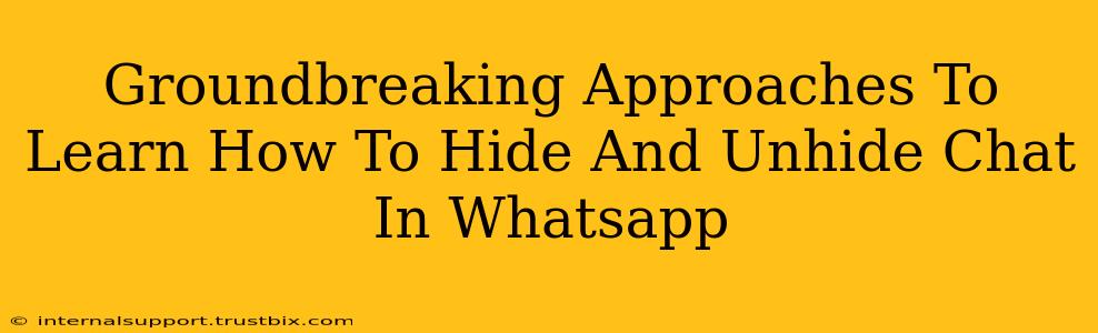 Groundbreaking Approaches To Learn How To Hide And Unhide Chat In Whatsapp