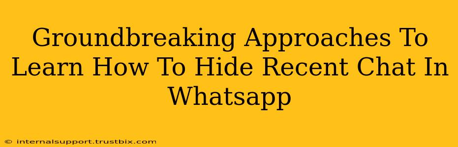 Groundbreaking Approaches To Learn How To Hide Recent Chat In Whatsapp