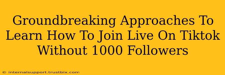 Groundbreaking Approaches To Learn How To Join Live On Tiktok Without 1000 Followers