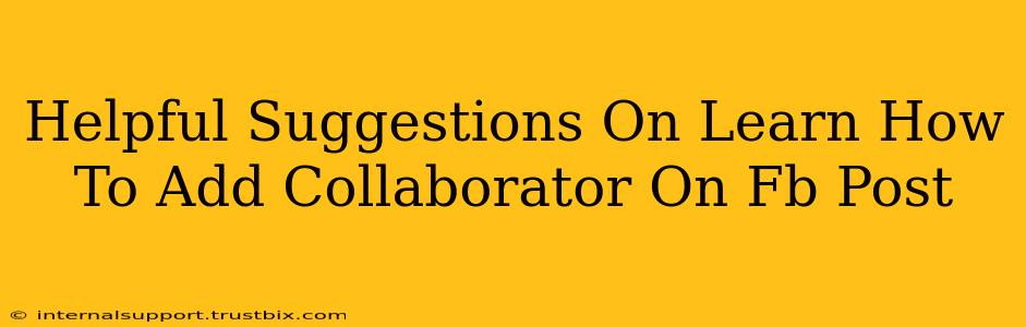 Helpful Suggestions On Learn How To Add Collaborator On Fb Post